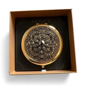 Monet Gold and Black Compact Mirror